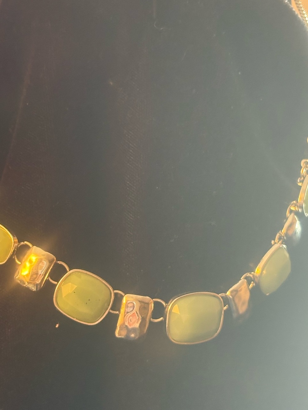 Elegant light Olive Green Gemlink Necklace - Women's Jewelry